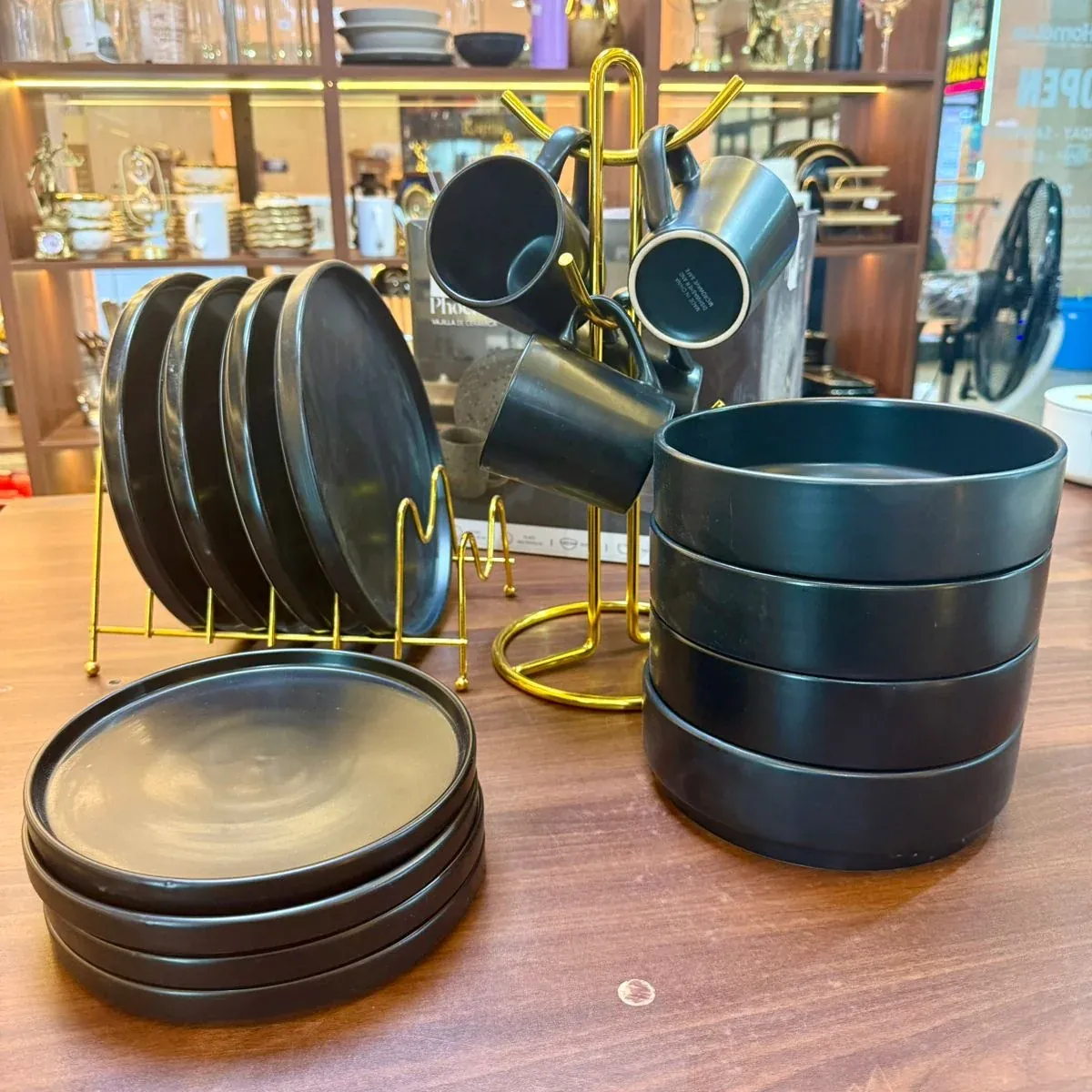 Black Ceramic Dinner Set 16pc at Kamukunji Utensils