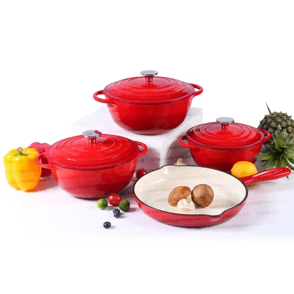 Enamel Cast Iron Set 7pc Red at Kamukunji Utensils