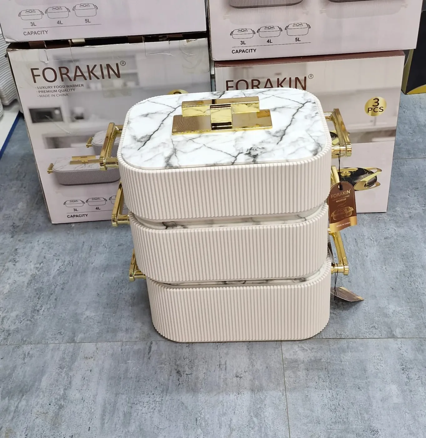 Marble and Gold Hotpot Set 3pc at Kamukunji Utensils