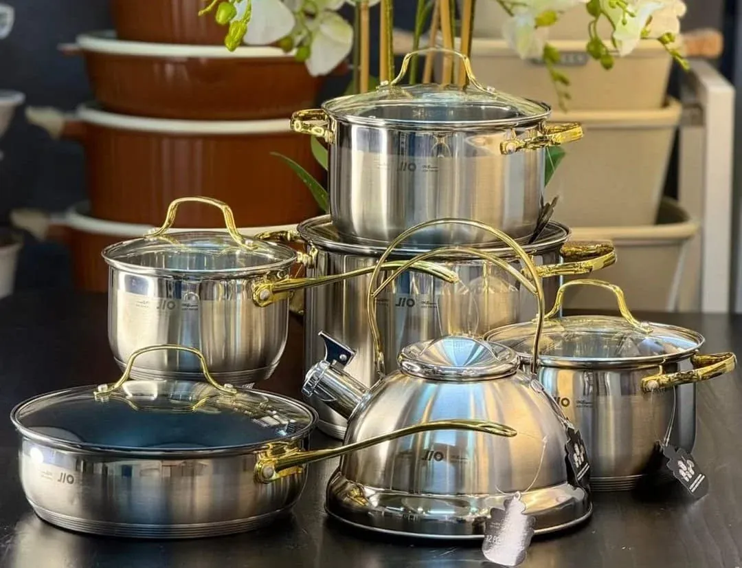 Stainless Cookware Set with Kettle 6pc at Kamukunji Utensils